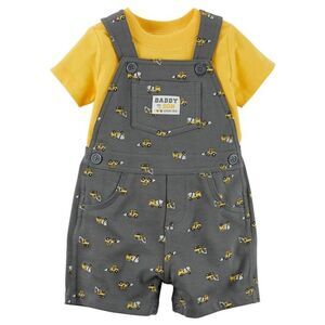 Just One You Baby Boys Short Sleeve Shortalls Overalls Outfit. NB Newborn. NEW.